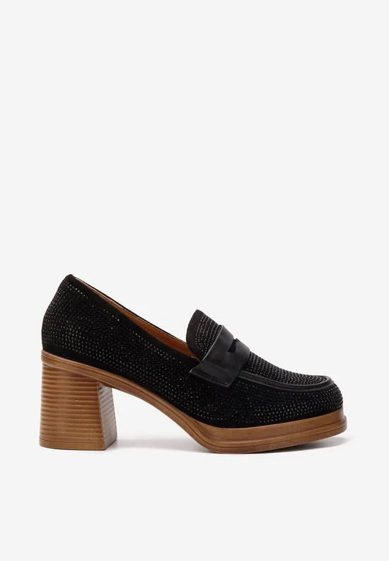 Čierne dámske mokasíny loafery Evia V2