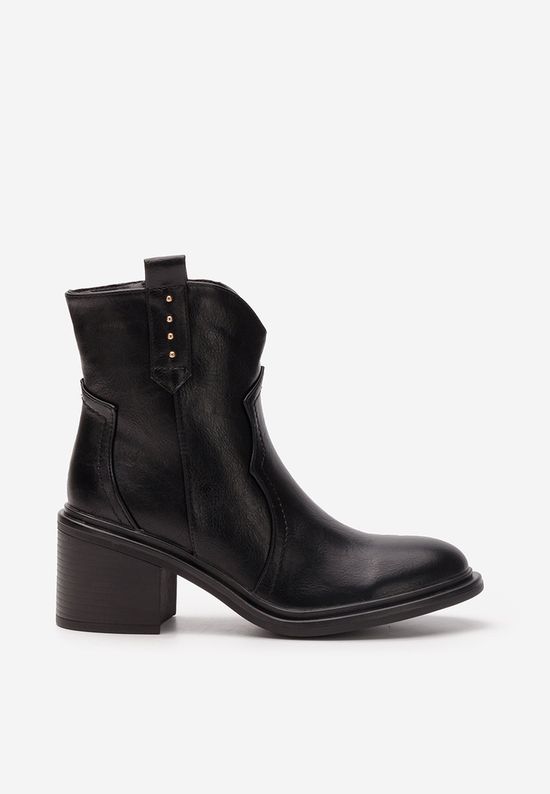 Botine cu toc gros Katyana negre