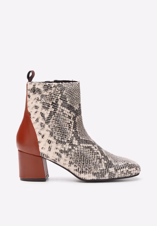 Botine cu toc gros Emerynne bej