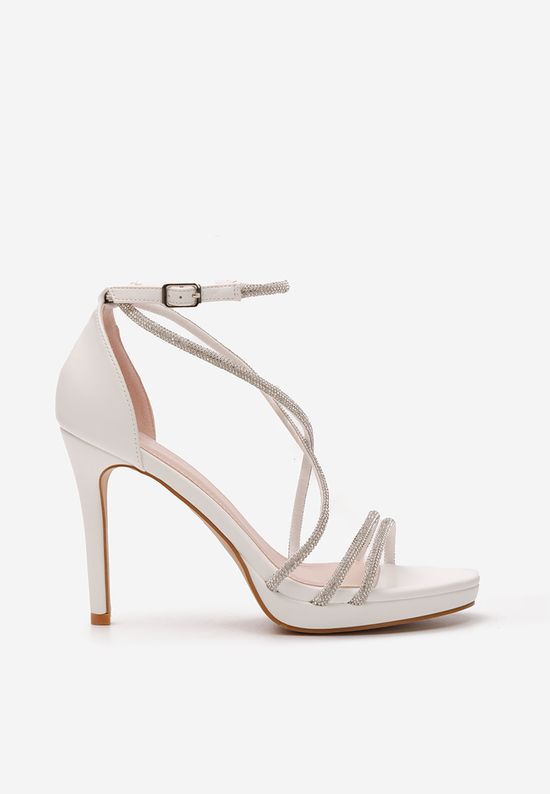 Sandale elegante cu toc Vergie albi