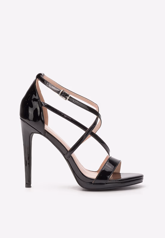 Sandale cu toc subtire Kellye negre