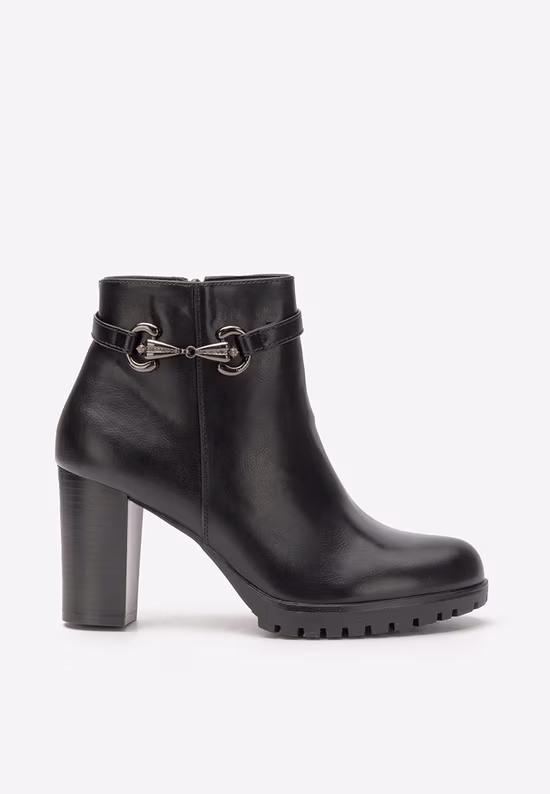Botine cu toc gros Nesia negre