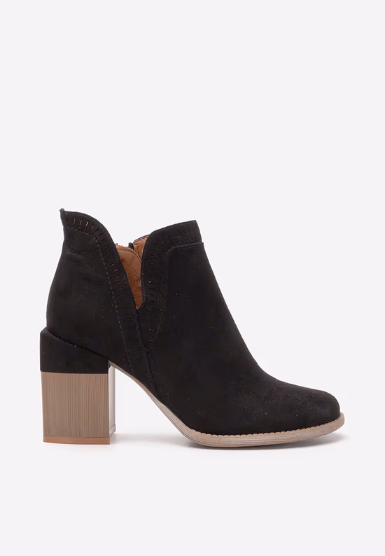 Botine cu toc gros Traicy negre