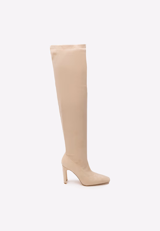 Stivali sopra il ginocchio beige Donia