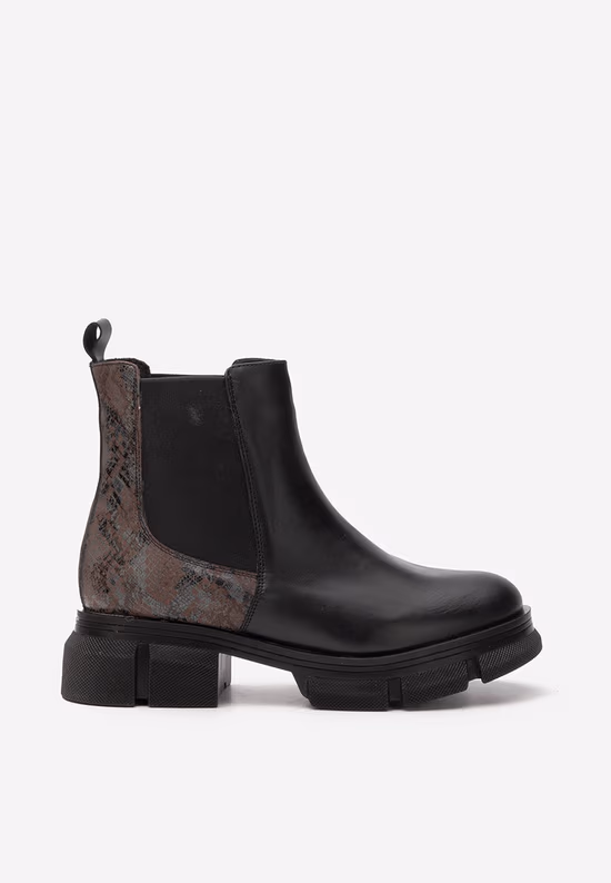 Bottines plates en cuir femme noires Tennille
