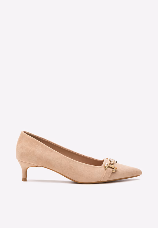 Pantofi cu toc mic Treva kaki