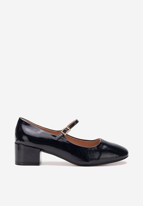 Escarpins à talon carré bleu marine Nakita