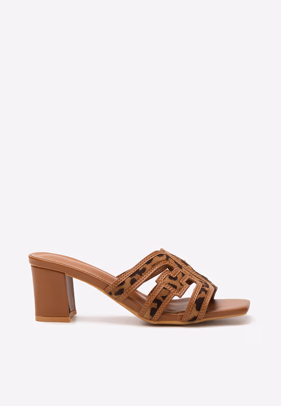 Papuci cu toc Cordina leopard