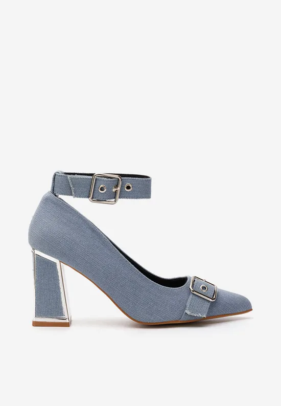 Escarpins à talon carré denim Janine