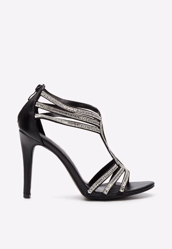 Sandales élégantes à talon noires Mathilda