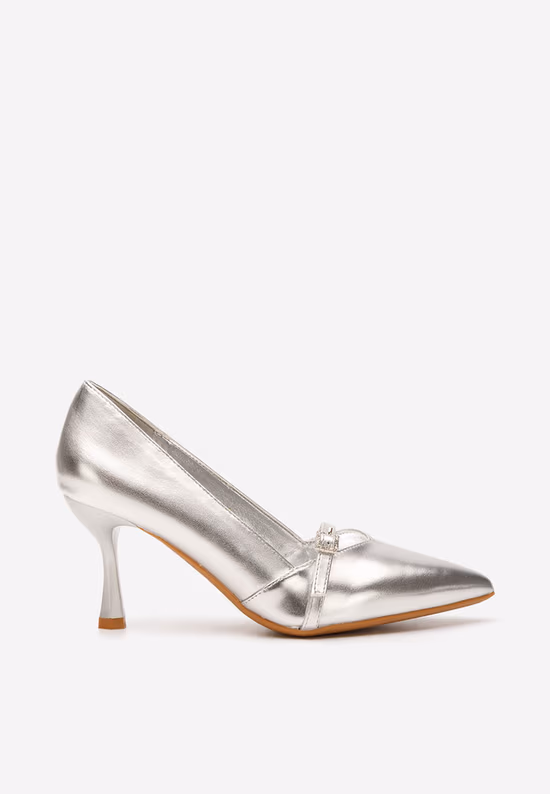 Pantofi stiletto Ashlee argintii