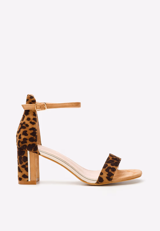 Sandale cu toc gros Lucynda leopard
