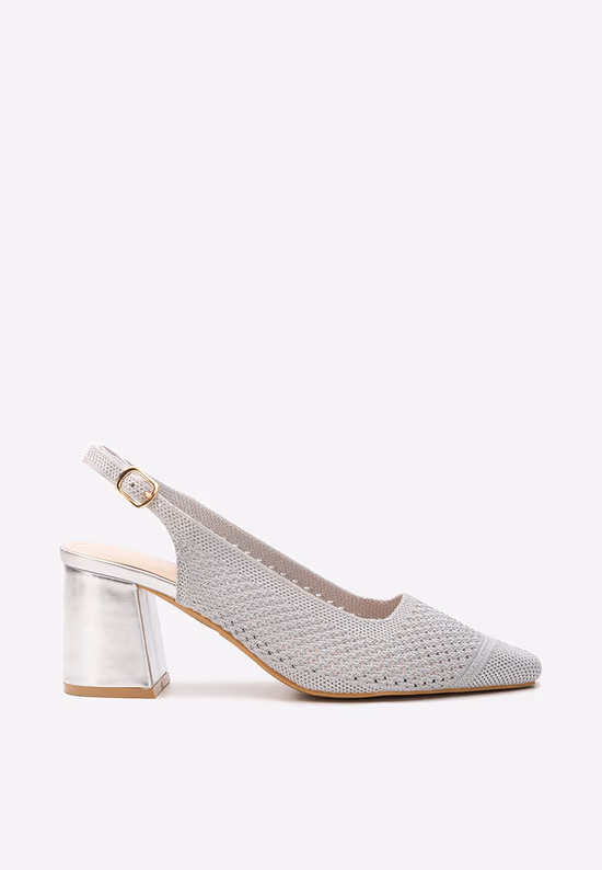 Escarpins slingback argentés Patria