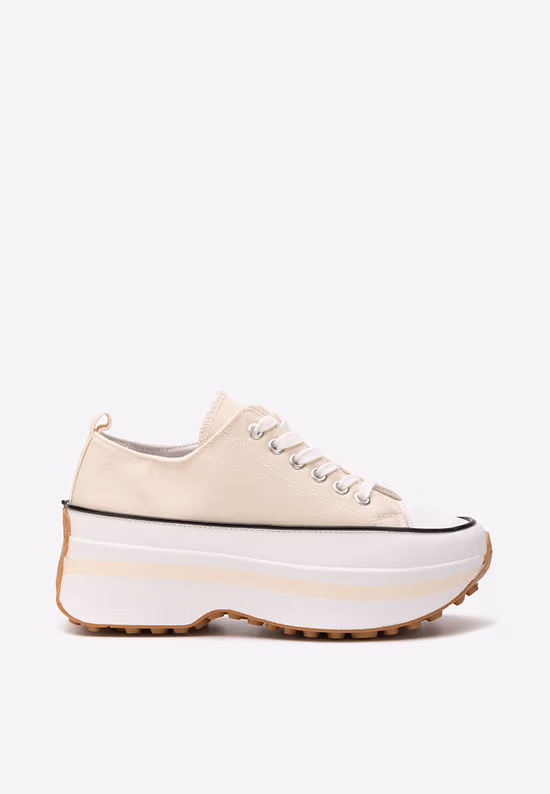 Scarpe in tela con plateau beige Cathleen