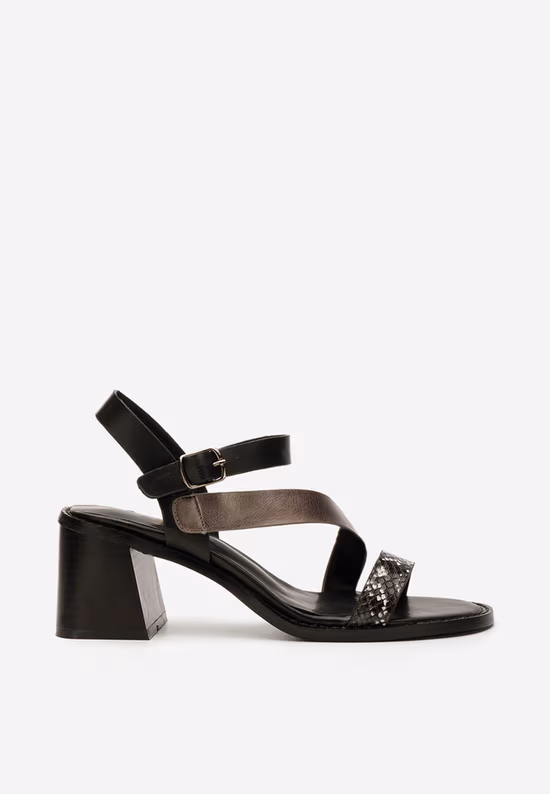 Sandale cu toc gros Lakendra negre
