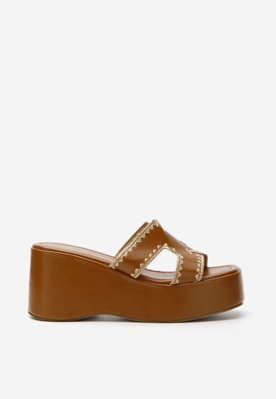 Καφέ mules με πλατφόρμα Lollita