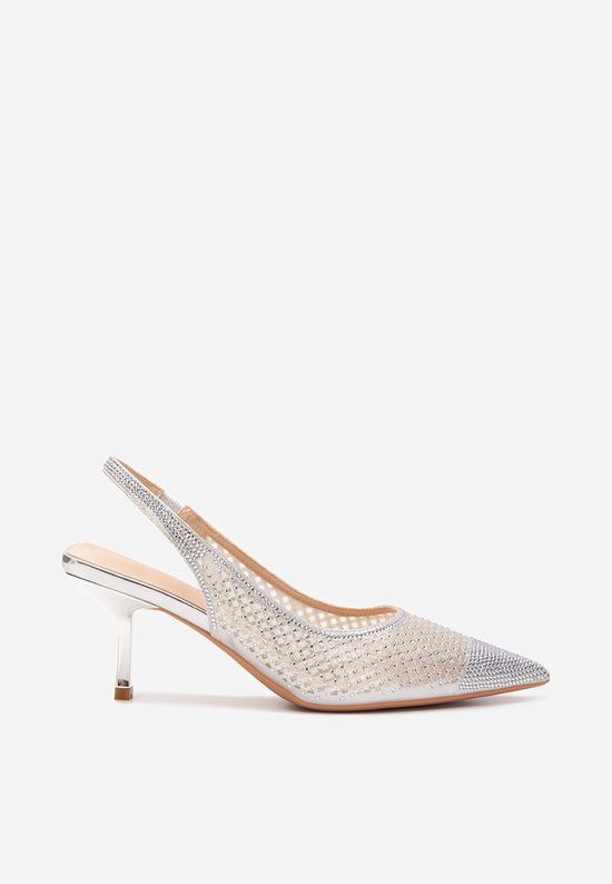 Ασημί γόβες slingback Terrela