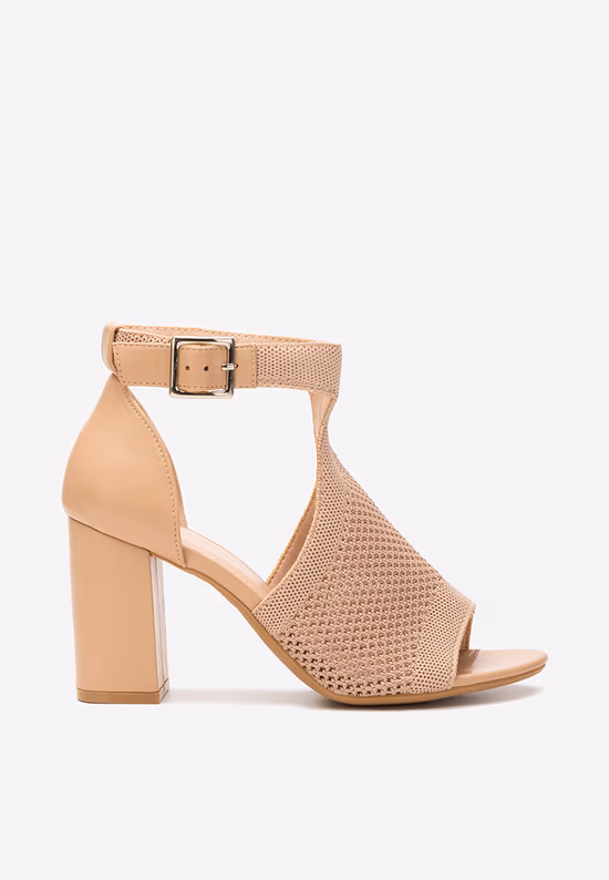 Sandale cu toc gros Elyzea kaki