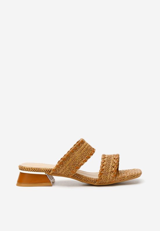 Κάμελ mules με τακούνι Cindi V2