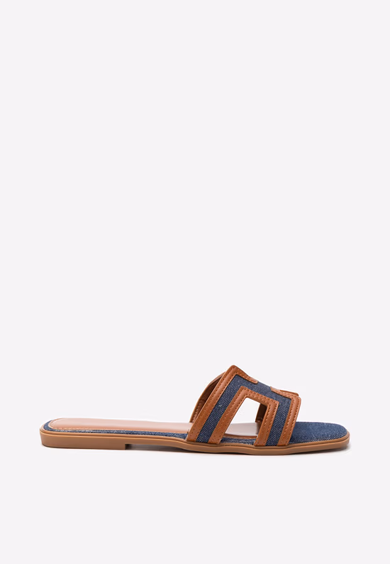 Papuci fara toc Zoralia denim