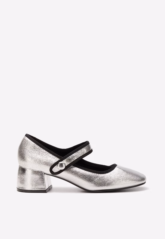 Pantofi cu toc gros Annaliese argintii
