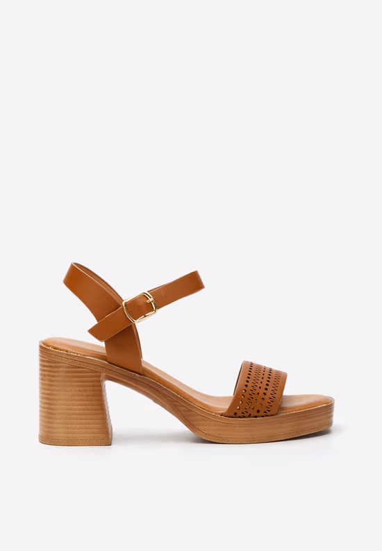 Sandale cu toc gros Viena camel