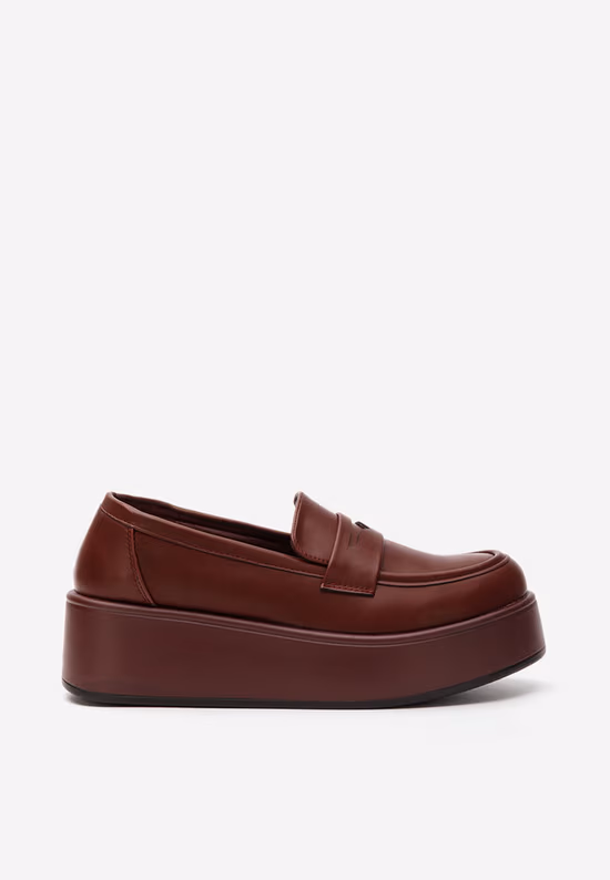 Mocassini con plateau bordeaux Minky