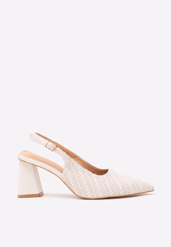 Pantofi cu toc gros Monnyca albi