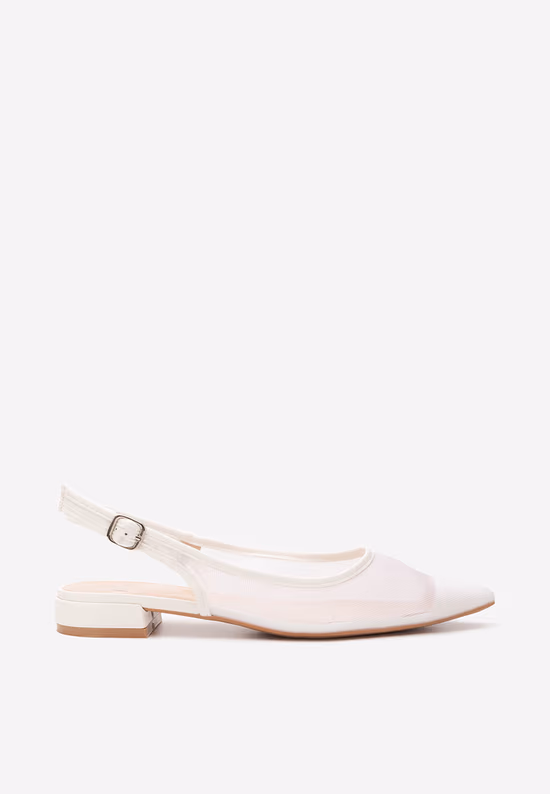 Pantofi slingback Margaryte albi