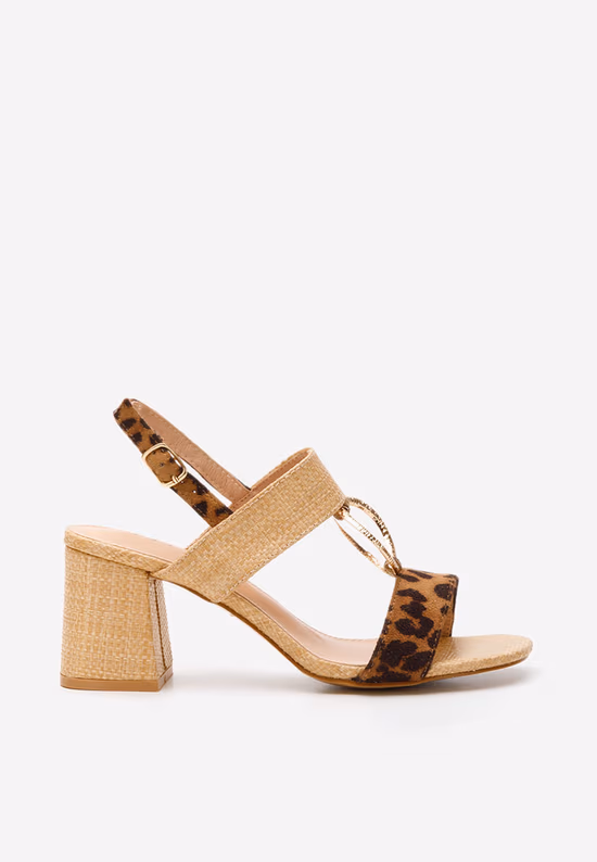 Sandale cu toc gros Annyta leopard