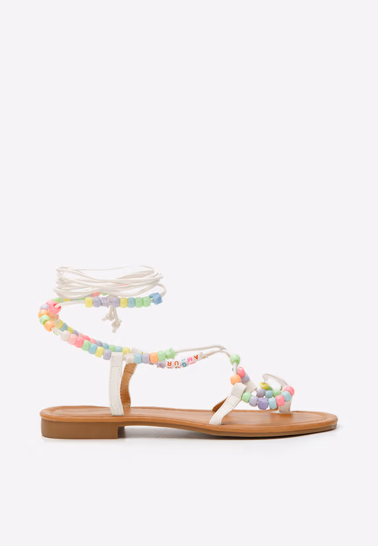 Sandale gladiator Bertha albe