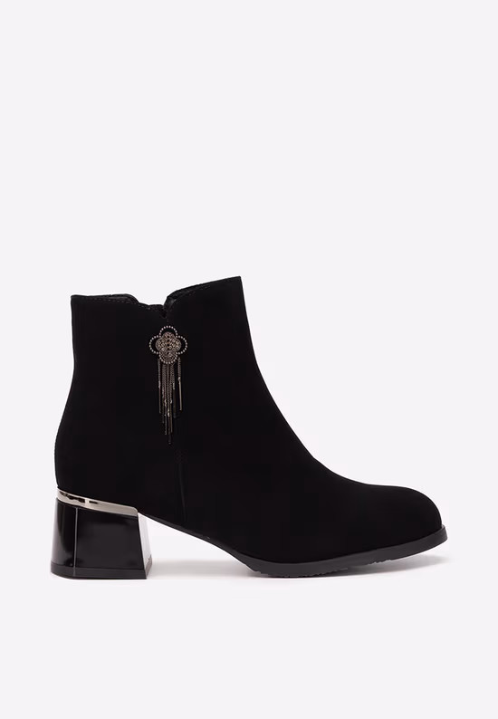 Botine cu toc gros Neliora negre