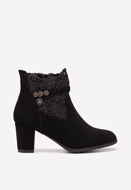 Botine cu toc gros Corava negre