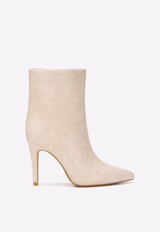 Botine cu toc subtire Selvaris bej