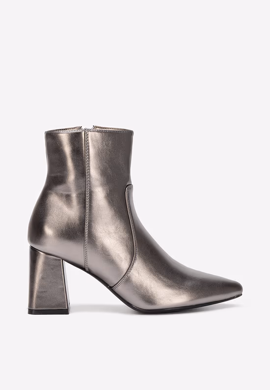 Botine cu toc gros Tavria argintii