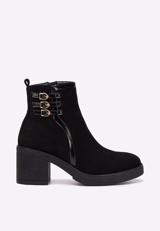 Botine cu toc gros Arnetta V2 negre