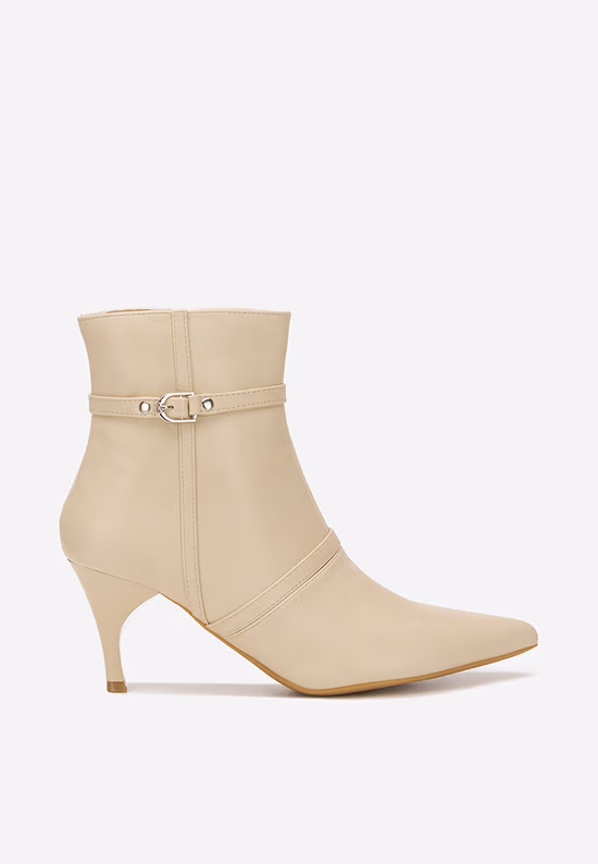 Botine cu toc subtire Aninia bej