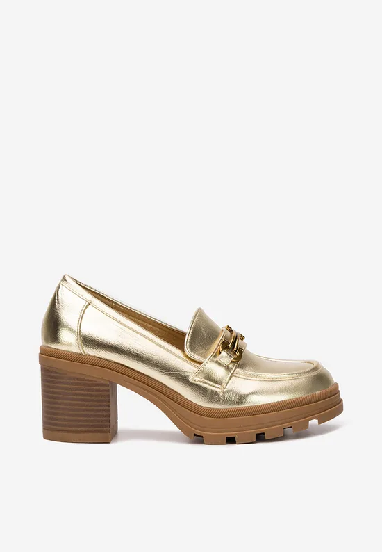 Mocassini loafer donna oro Nakata