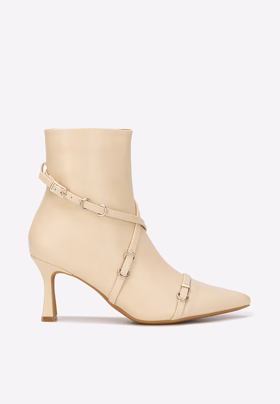 Botine cu toc subtire Marcelia V2 bej