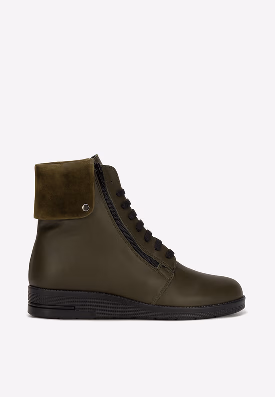 Stivaletti donna in pelle cachi Monserrate