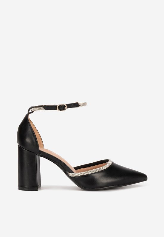 Pantofi cu toc gros eleganti Iustina negri