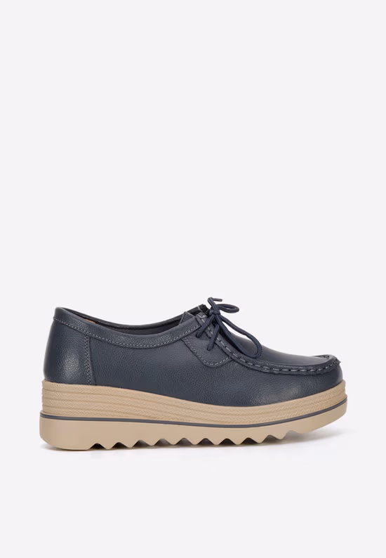 Mocassini con zeppa blu navy Evelinia V2
