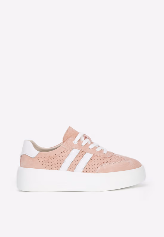 Ροζ δερμάτινα sneakers γυναικεία Jiustina