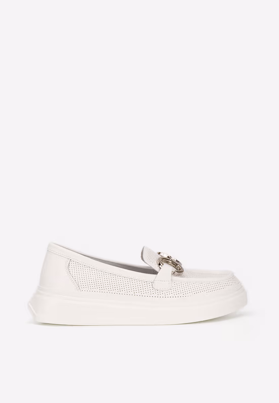 Mocasini dama piele Hermiona albi