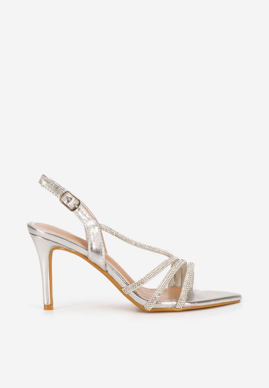 Strieborné elegantné dámske sandále Sorinia