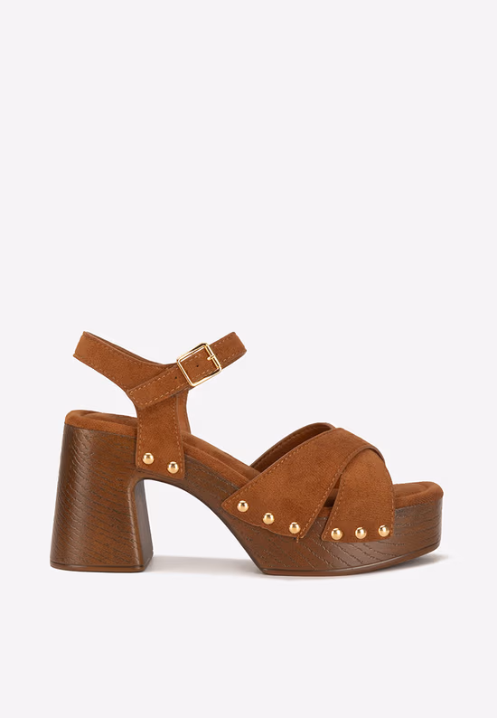 Sandale cu toc gros Radiana camel