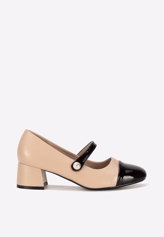 Pantofi cu toc gros Blety bej