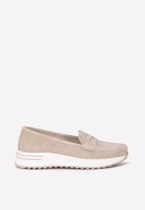 Mocassini donna in pelle beige Seliona