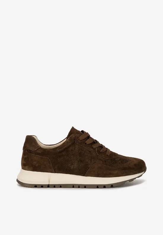 Καφέ δερμάτινα sneakers γυναικεία Alanea