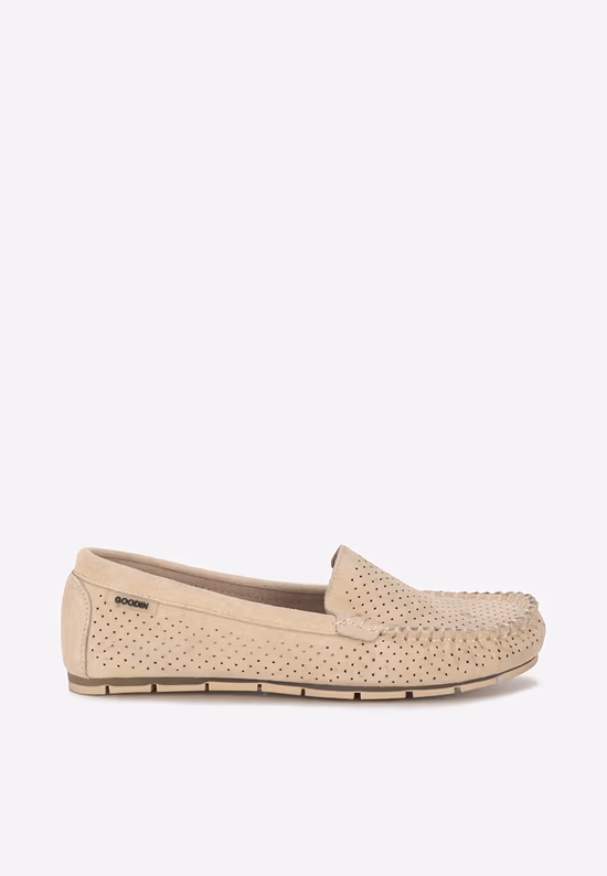 Mocassini donna in pelle beige Sareia